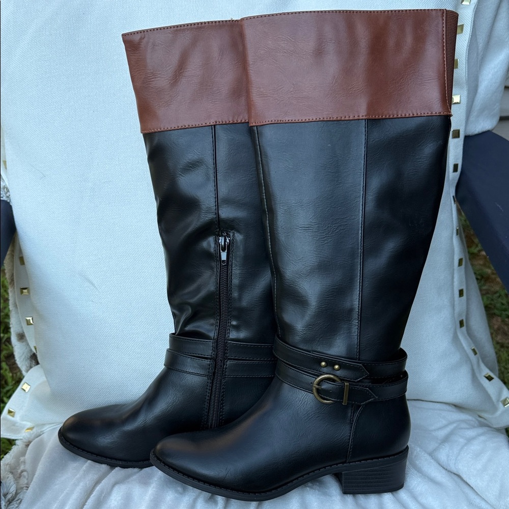 Rampage Black and Brown Heeled Boots, sz 7